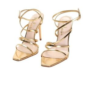 Lulus Sanga Metallic Gold‎ Strappy Heels Size 7 NIB